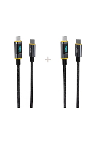 Aohi Magline Type-c To Type-c 1.2m Pd 3.1 480mbps 140w Led Ekranlı Naylon Örgülü Süper Hızlı Şarj/da 23161991