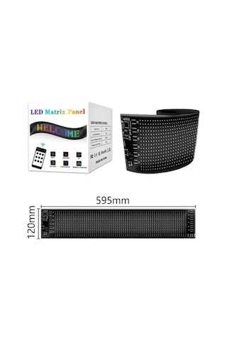 Led Matrx Panel 60 Cm Rg-b Ekran Kumandalı App Kontrollü İş Yeri Otomobil Tır Kamyon Cam Veya Duvar Çok Renkli