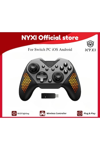 Nyxı Flexi Modüler Kablosuz Oyun Kolu Hall Effect Drift Yapmaz 1000hz Pc Switch İos Android Uyumlu Siyah Gamepad