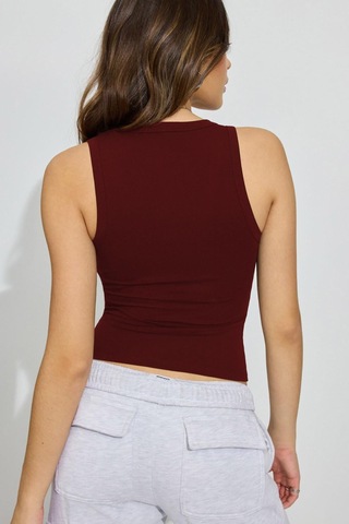Madmext Koyu Bordo Derin V Yaka %100 Pamuklu Basic Kadın Atlet Mg2405