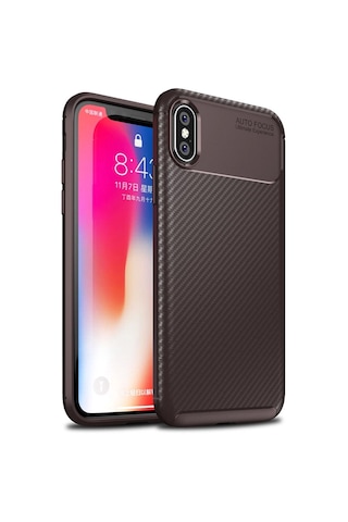 Apple Uyumlu iPhone X / Xs Karbon Desenli Negro Silikon Kılıf