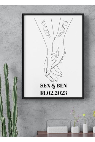 Kişiye Özel Çift El Baskı, Çiftlere Hediye, Yıldönümü Hediyesi, Evlilik Hediyesi Çerçevesiz