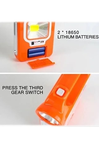 Geseus Led Solar Powerbank Özellikli Güneş Enerjili Işıldak 1 Ampul Hediye Çok Renkli