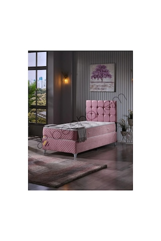 Beehanem Bengü Genç Odası Baza + Yatak + Başlık Seti 100x200 Pembe Geniş Tek Kişilik Modern 3'lü 100 x 200