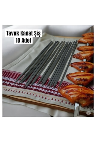 Tavuk Kanat Şişi 10 Adet-yassı Silme Demir-tavuk Şişi Boy 60cm