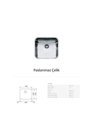 Bloom Blo - 40 / 45 Tezgah Altı Paslanmaz Çelik Eviye