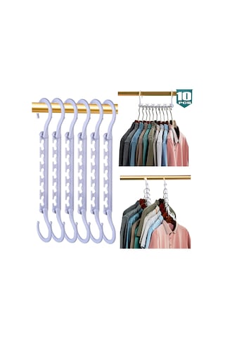 Geeksen 10 Adet Abs Plastik Çok Amaçlı Katlanabilir Seyahat Otobüsü, Kaymazlı 5 Delikli 360 Döner Askı, Elbise Çorap Asma İçin Dolap Alanı Tasarrufu Beyaz