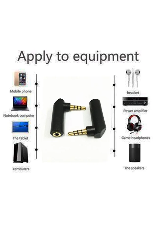3.5mm Stereo L Aparat 4 Boğumlu 3.5 Mm Stereo 90 Derece Sağ Açılı Çevirici Jak Dişi Erkek