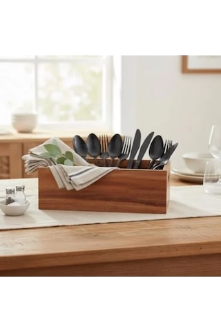 Doğal Ahşap Ekmeklik Ve Çok Amaçlı Organizer Kutu 25x14x8 Cm A