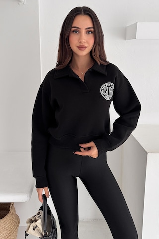 Noa & Noa Kadın Baskılı Oversize Sweatshirt Sporty Season 1992 Siyah