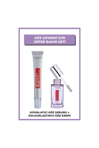 L'Oréal Paris Revitalift Filler Dolgunlaştırıcı Göz Bakım Kremi & Aydınlatıcı Göz Serumu & Roller pktfllrgzbkmst-9425