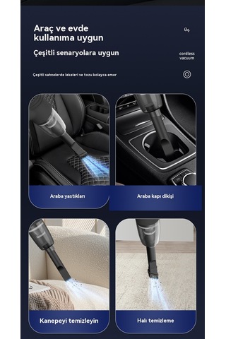 Usb Şarjlı Araç Süpürgesi, El Tipi, Taşınabilir, Küçük, Ev Ve Araba Kullanımı İçin Yüksek Güçlü Süpürge-siyah