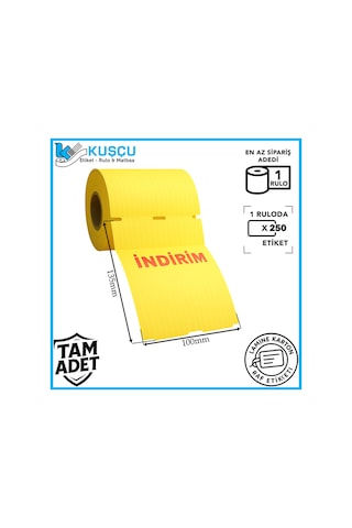 135x100 250'lik Orta Delikli/çentikli 'indirim' Lamine Karton Raf Etiketi 1 Adet Diğer