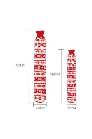 Xindoker Kışlık Güvenli Kauçuk Isı Su Bardağı 1l - Kırmızı Geyik Desenli Pamuklu Kapaklı Isıtıcı Torba Seti Diğer