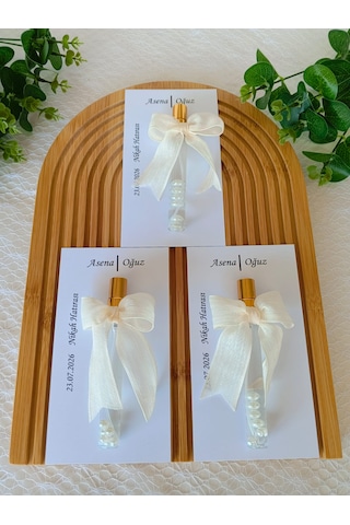 Kişiye Özel -cam Kolonya Nikah Hediyeliği- Kurdeleli- Nişan, Söz Ve Düğün Hatırası Bej