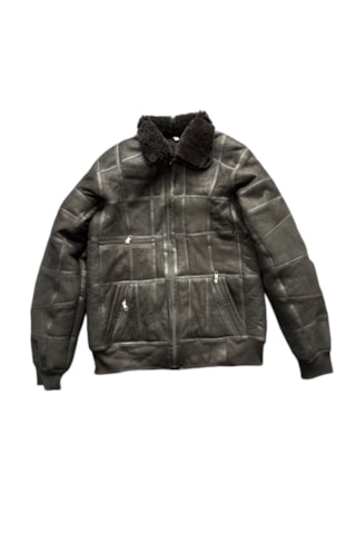 Patchwork Kürk-süet Hakiki Deri Yakalı Biye Ve Triko Detaylı Mont Siyah