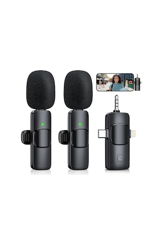 Ruicoo K15 Kablosuz Kolluk Mikrofonu - Çift Kanal, 3.5mm+android+ios Uyumlu, Gerçek Zamanlı İzleme, Akıllı Gürültü Azaltma, Çıplak Ses Kalitesi