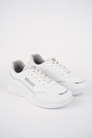 Muggo Coco Garantili Kadın Ortopedik Günlük Bağcıklı Şık Rahat Sneaker Spor Ayakkabı Beyaz