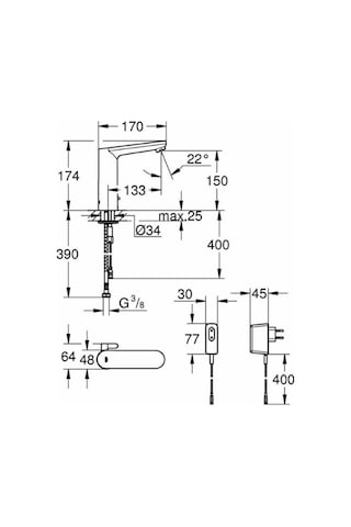 Grohe 36421000 Eurosmart Fotoselli Lavabo Bataryası