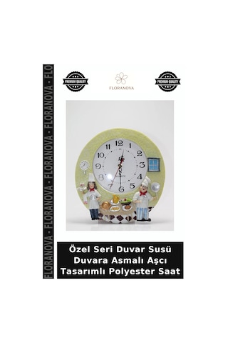 Özel Seri Duvar Susü Duvara Asmalı Aşcı Tasarımlı Polyester Saat Diğer