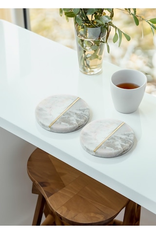 The Mia Nature Bardak Altlığı 2li Set Brk0120 Beyaz