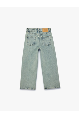 Koton Pamuklu Geniş Paça Denim Pantolon Lıght Indıgo 7wkg40016ad Açık Mavi