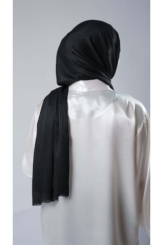 Siyah İnce Çizgili Şal Viskon Bursa Dolama 202111 01 Siyah