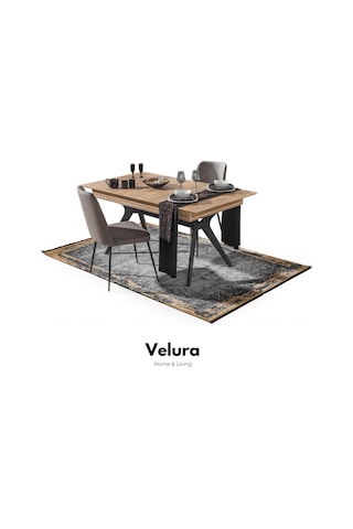 İzgi Yemek Odası Takımı Yemek Masası + 4 Adet Sandalye Ceviz - Siyah