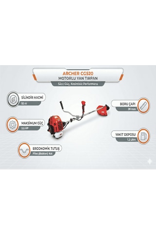 Motorlu Tırpan Archer Cg520 Yan Tip