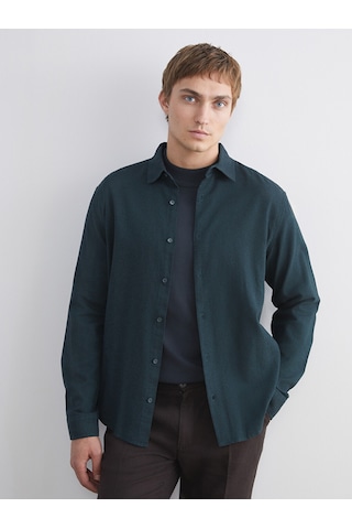 Lcw Vision Yeşil Regular Fit Uzun Kollu Gabardin Erkek Gömlek