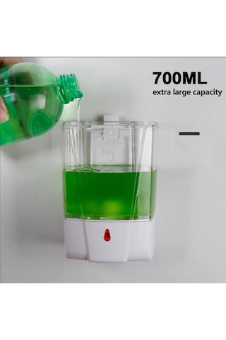 Hangfox Duvar Tipi Otomatik Algılama Sabun Dağıtıcı 700ml - Dokunmadan Sabun Verici, Şeffaf Kasa, Büyük Kapasite, Pil Dahil Değil Beyaz