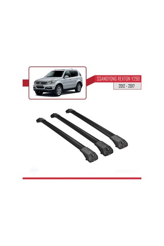 Ssangyong Rexton Y290 2012-2017 Arası İle Uyumlu Ace-1 Ara Atkı Tavan Barı Siyah 3 Adet Bar