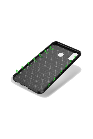 Huawei Y6 2019 Karbon Desenli Negro Silikon Kılıf Lacivert