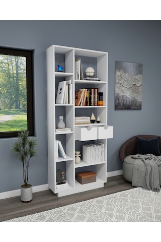 Arnetti Luma 10 Raflı Dolaplı Kitaplık Beyaz