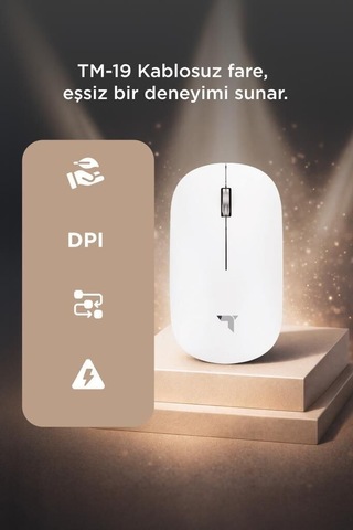 Premium Mouse Çift Modlu Sessiz Kablosuz Fare Tm19 Beyaz Tablet Telefon Mobil