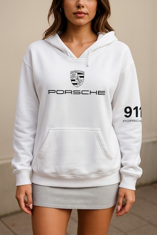 Hmo Store Unisex Porsche 911 Beyaz Hoodie Şık & Spor Kapüşonlu Beyaz