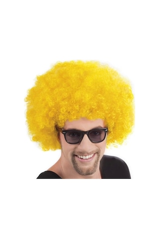 Sarı Renk Kıvırcık Afro Bonus Peruk Lisinya