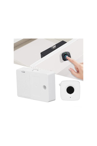 Geeroyoo Beyaz Yarı Gömülü Parmak İzi Çekmece Kilit - 360 Tanı, 0.5sn Hızlı Açma, Usb Acil Şarj, Anahtarsız Kullanım Pil Dahil Değil