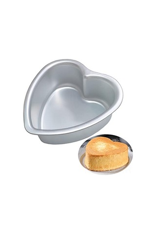 Vkemall 7 İnç Alüminyum Kalp Şekilli Kek Kalıbı - Düğün, Parti Ve Aile Toplantıları İçin Uygun Gümüş