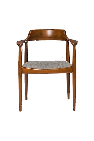 Sandalye Zus586 TAM EĞİK KOLÇAK Kayın Torna RETRO  İskelet Parlak Ceviz Babyface kumaş El Yapım