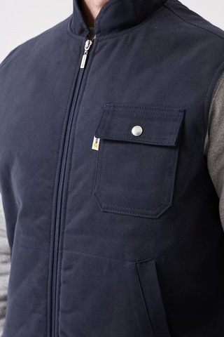 Kışlık Gabardin Yelek Erkek İş Güvenliği Galanthus Outdoor Sıcak Tutucu Rüzgar Geçirmez Lacivert