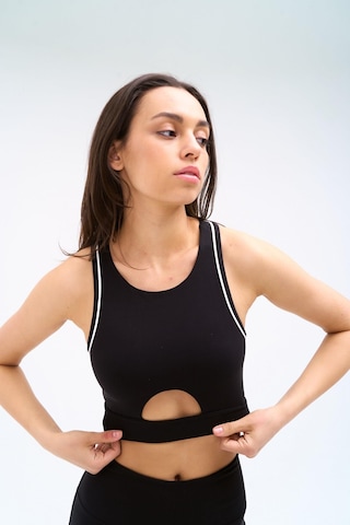 Normal People Zela - Spor Bra / Şeftali Dokulu Peach Skin Kumaş Siyah