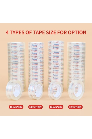Springsun Şeffaf Yapışkan Bant - El İle Yırtılabilen Ofis & Ev Kullanımı İçin 8 Adet Güçlü Yapışkanlı Tek Taraflı Bant 18mm 20y/18,29m