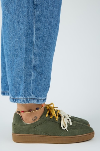 Manijero Krahe Barbella Kadın Hakiki Deri Üç Ayrı Alternatif Bağcıklı Haki Sneakers