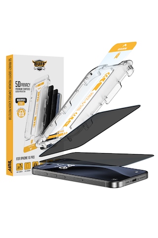 Buff Apple Uyumlu   iPhone 16 Pro 5d Privacy Easyfit 2 Adet Ekran Koruyucu