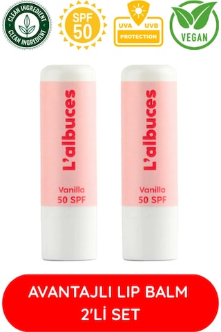 L'albuces Vanilla Lip Balm Dudak Nemlendirici SPF50 2'li