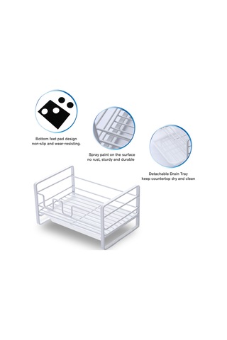 Skycity Beyaz Demir Sponge Rafı - Mutfak/ Banyo Suluklu Organizer, 18.5x12x10cm, 385g Beyaz