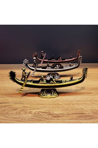 Büro Ev Ofis Hediyesi İçin Dekoratif Metal Yapım Venedik Kayık Biblosu