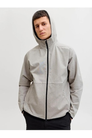 Jack & Jones Jack&jones 12289209 Jjebase Sweat Zıp Hood Sn Lıght Grey Erkek Sweatshirt Gri