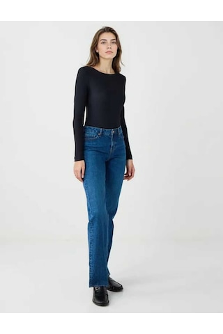 Mid Rodeo Normal Paça Yüksek Bel Denim Pantolon Lacivert